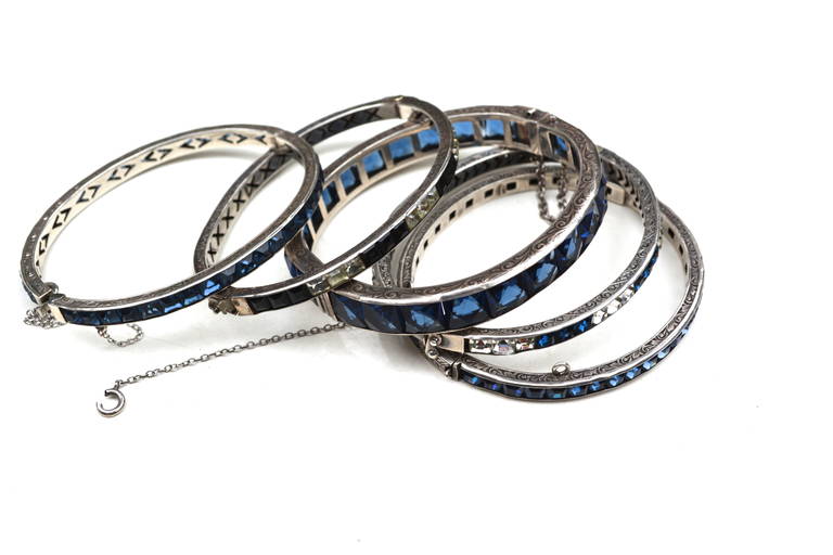 Art Deco Channel Set Bracelets, Sterling / Collection 3