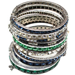 Art Deco Channel Set Bracelets, Sterling / Collection