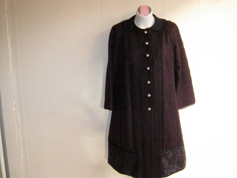 Peter Som Burgundy Metallic Knit Skirt and Coat Suit 5