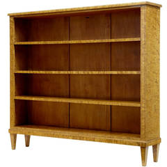 Antique Art Deco Birch Inlaid Open Bookcase