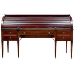Used Large 1920s Mahogany Roll Top Desk Writing Table