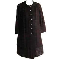 Beautiful Peter Som Burgundy Metallic Knit Skirt and Coat Suit 7