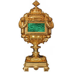 French 19th Century Louis XVI Style, Ormolu and Malachite Trophée, Signed Picard