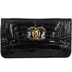 Chanel Black Crocodile Clutch