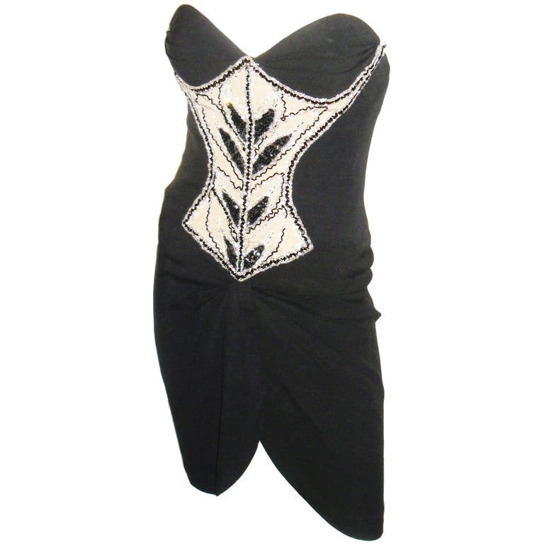 Bob Mackie  vintage  beaded corset cocktail  dress For Sale