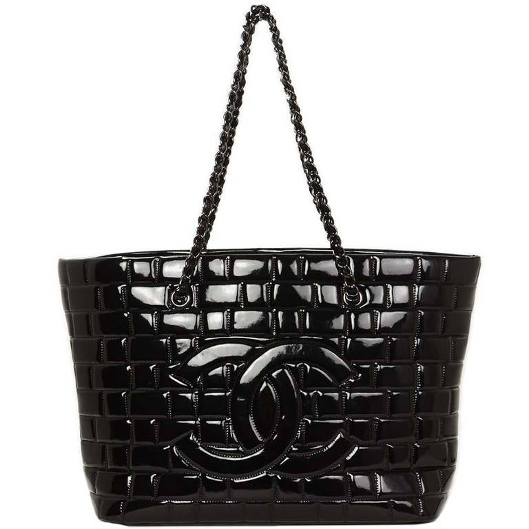 CHANEL Chocolate Bar Quilted Vinyl Tote Bag at 1stDibs