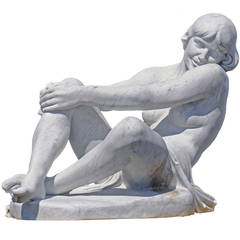 Vintage Naïade, White Carrara Marble Sculpture