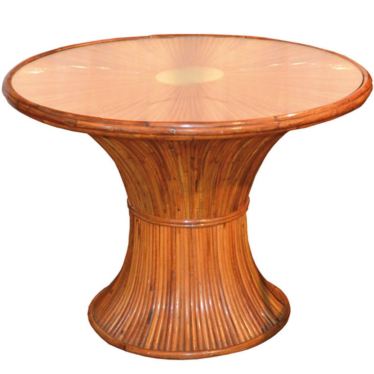 Circular Dining Room Bamboo Table by Gabriella Crespi For Sale