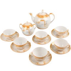 French Art Deco China Porcelain Tea Set with Cubist Patterns, 1930s Modernist 8