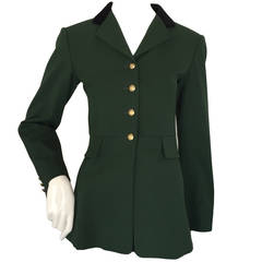 Vintage Hermes Green Wool Riding Style Jacket
