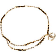 Very Rare Chanel Rhinestone belt/necklace with Black and Gold Chain 11