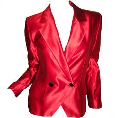 Yves Saint Laurent YSL Red Silk blazer jacket