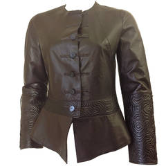 RALPH RUCCI chocolate leather jacket     Size S