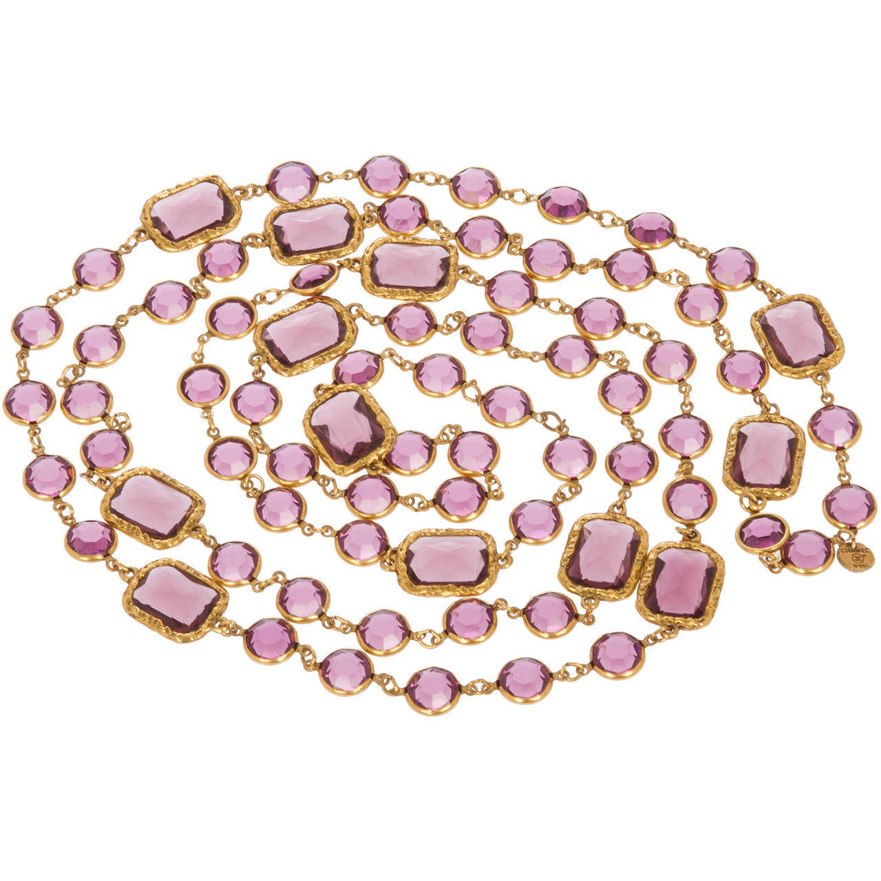 CHANEL Purple Chicklet Necklace