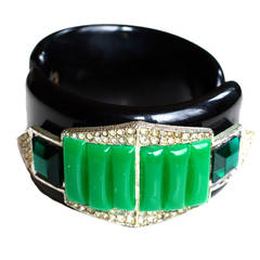 Art Deco Cuff / Early Celluloid and Paste Stone