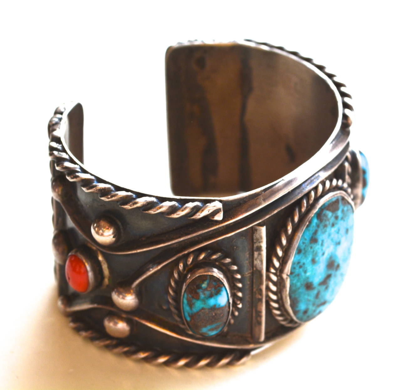 Navajo Coral and Turquoise Cuff 1