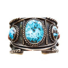 Vintage Navajo Coral and Turquoise Cuff