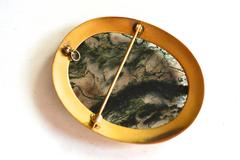 Victorian Moss Agate Gold Filled Pendant/ Brooch