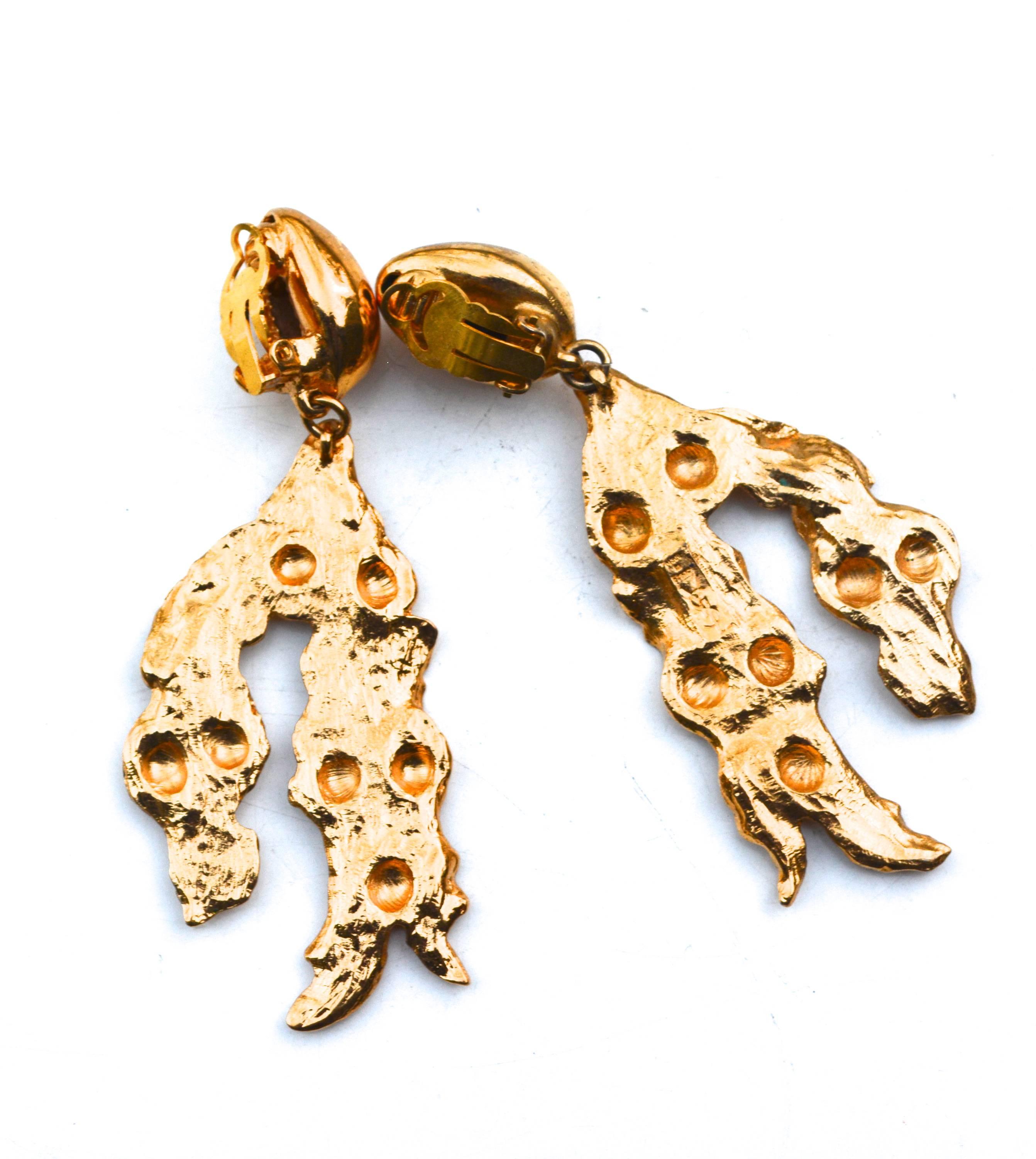 Oversized Yves Saint Laurent Abstract Earrings In Excellent Condition In Litchfield County, CT