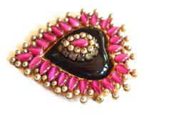 1940s Glass Heart and Bakelite Brooch