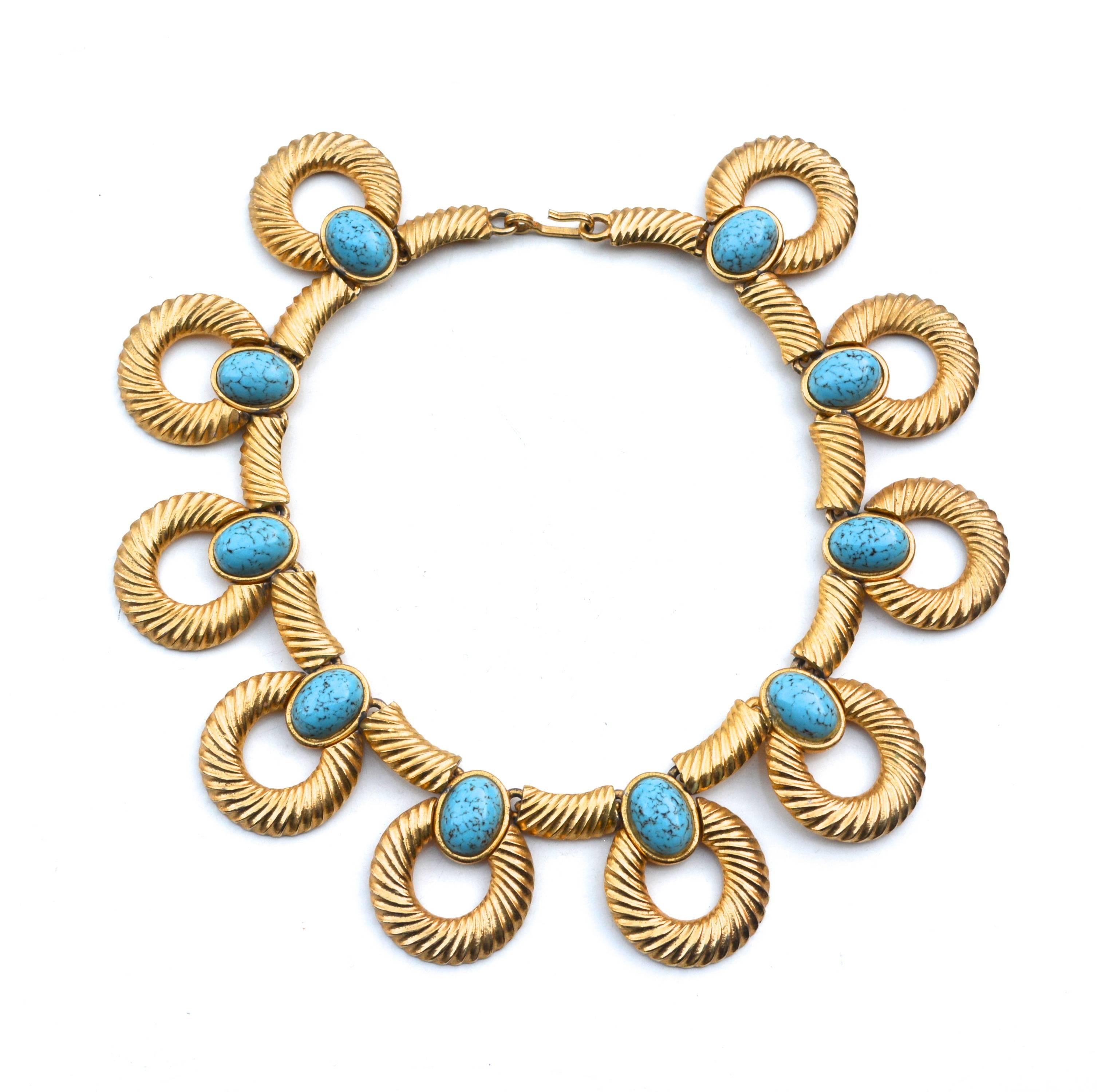 Mimi Di N Turquoise Glass Collar For Sale 3