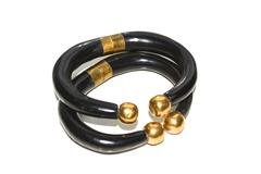 Black Coral Brass Deco Bangles
