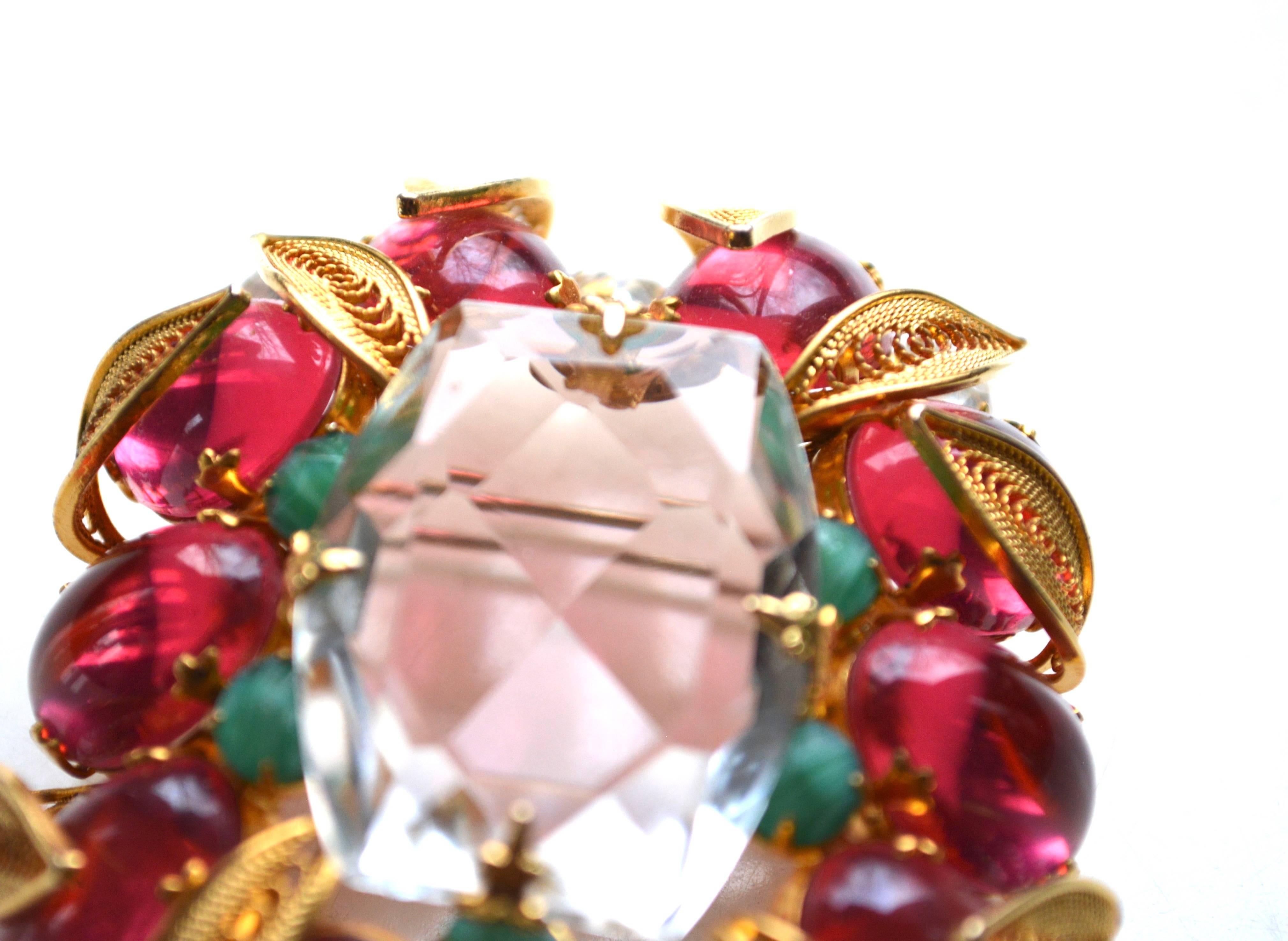 Women's Schreiner New York Lush Glass Gemstone Brooch