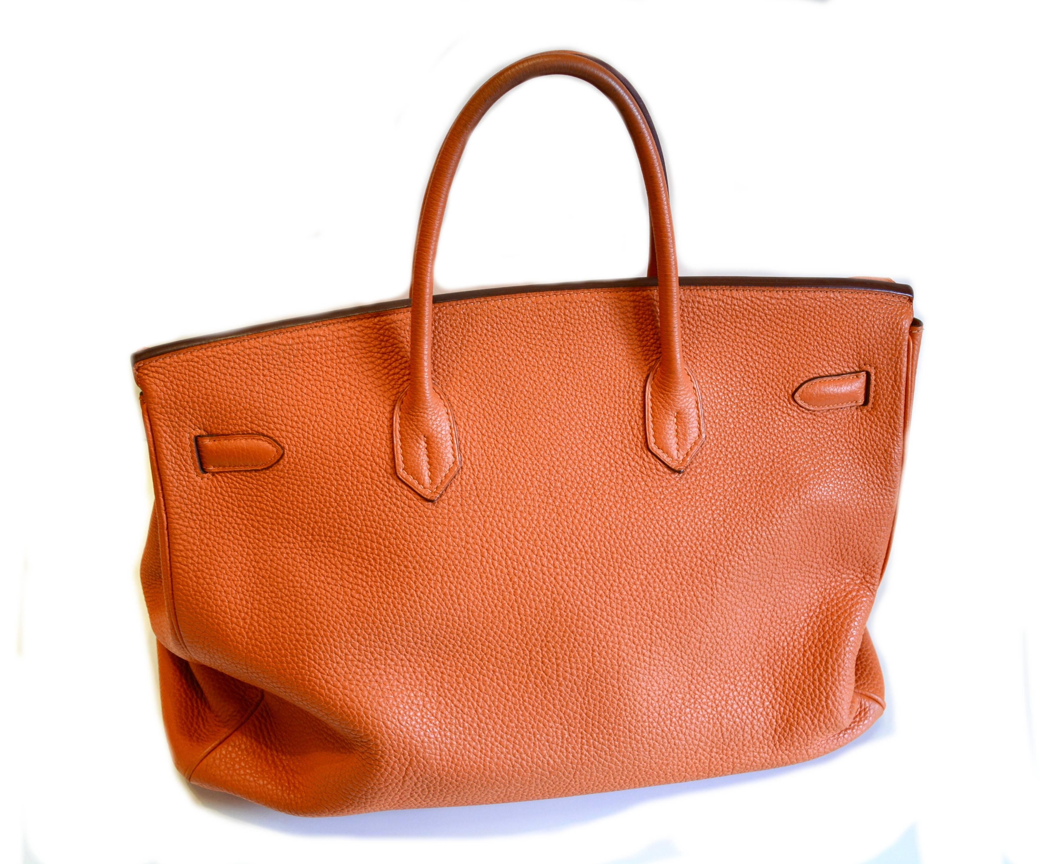 Togo-Tasche aus Birkin von Hermès, Größe 40cm (Orange) im Angebot