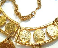 1970s Kenneth Jay Lane Oversized Coin Necklace