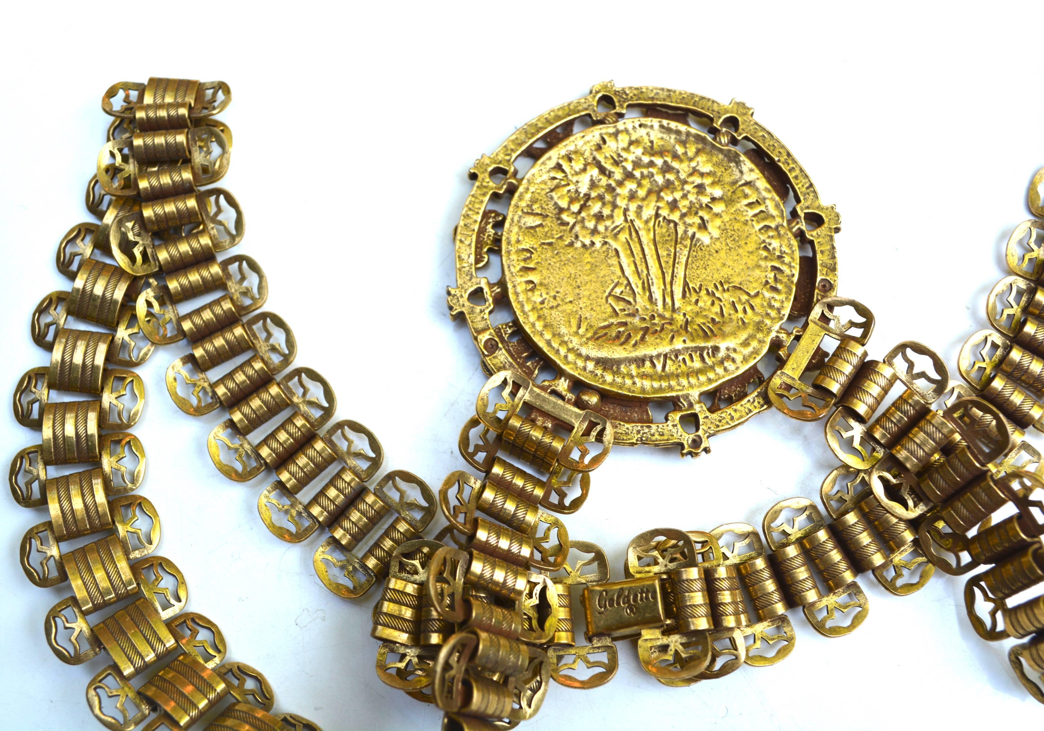 Women's or Men's 60s Goldette Medallion Necklace For Sale