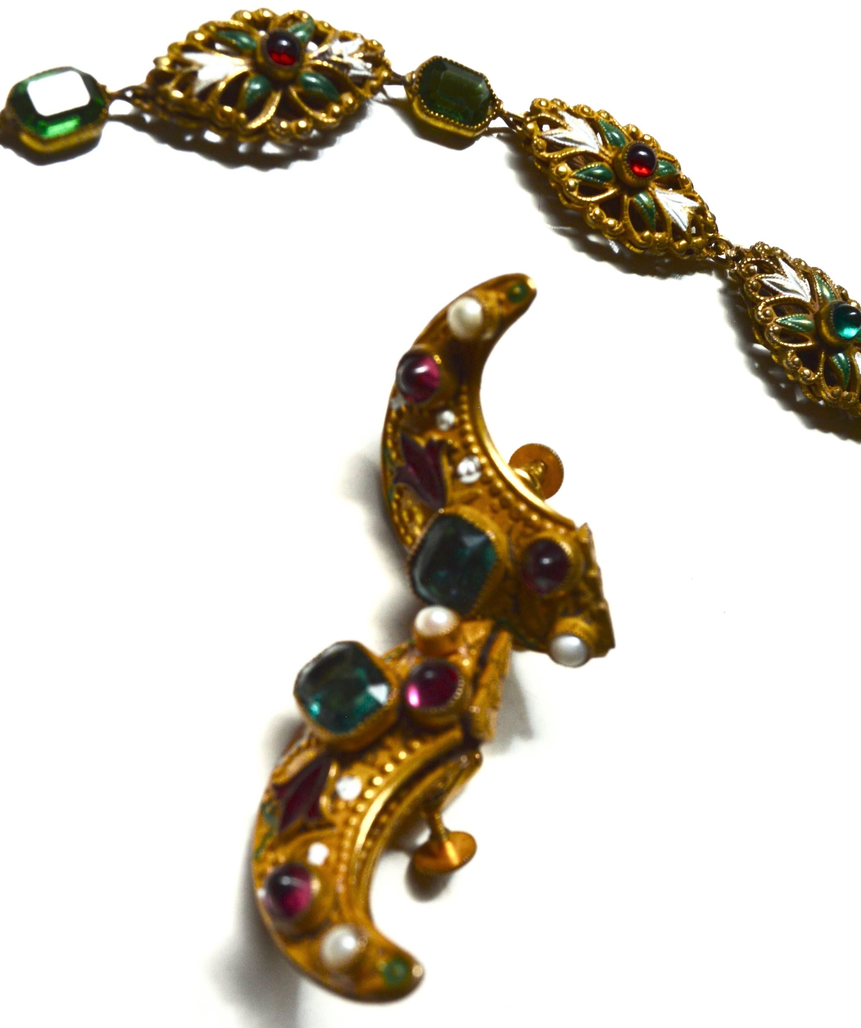 Hobe Large Austro-Hungarian Style Necklace and Earrings In Good Condition In Litchfield County, CT