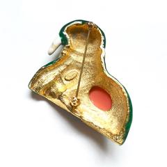 Kenneth Jay Lane Green Walrus Brooch