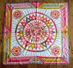 Hermes La Rose Des Vents Pink Scarf