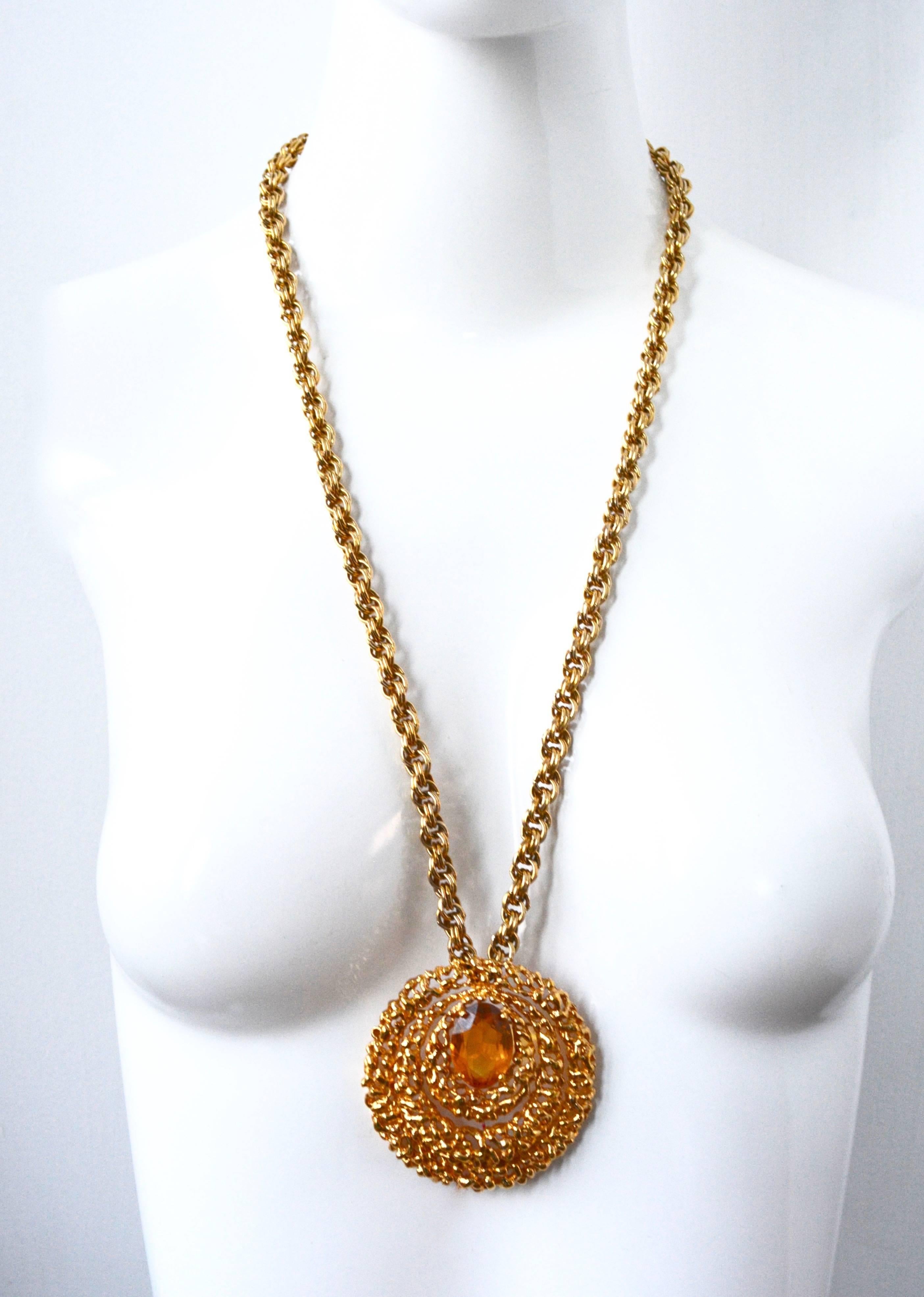 Panetta 1970s Amber Glass and Nugget Style Necklace For Sale 2