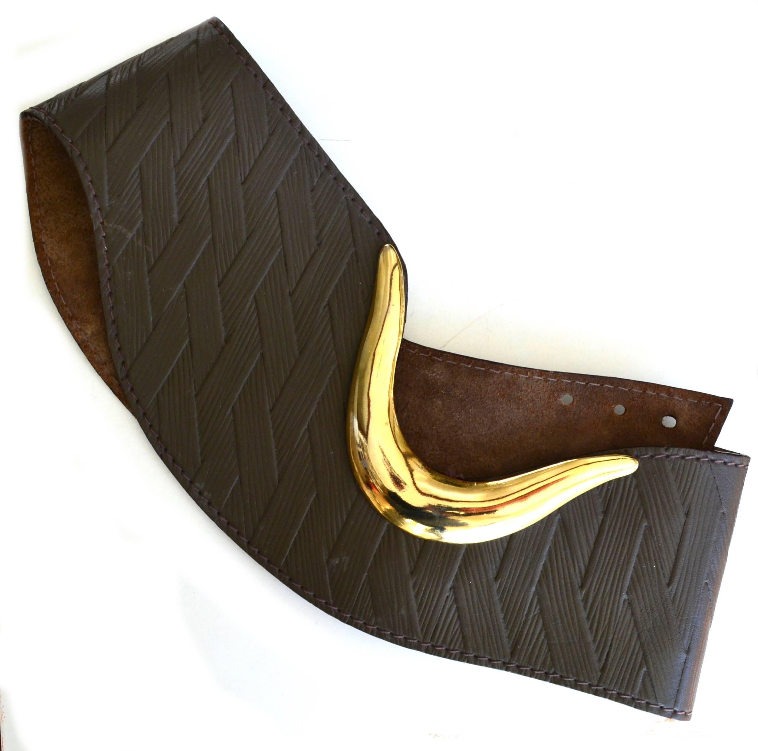 Brown Ugo Correani Leather Belt For Sale