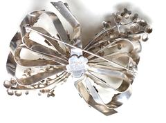 1940s Hobe Oversized Sterling Bow Brooch