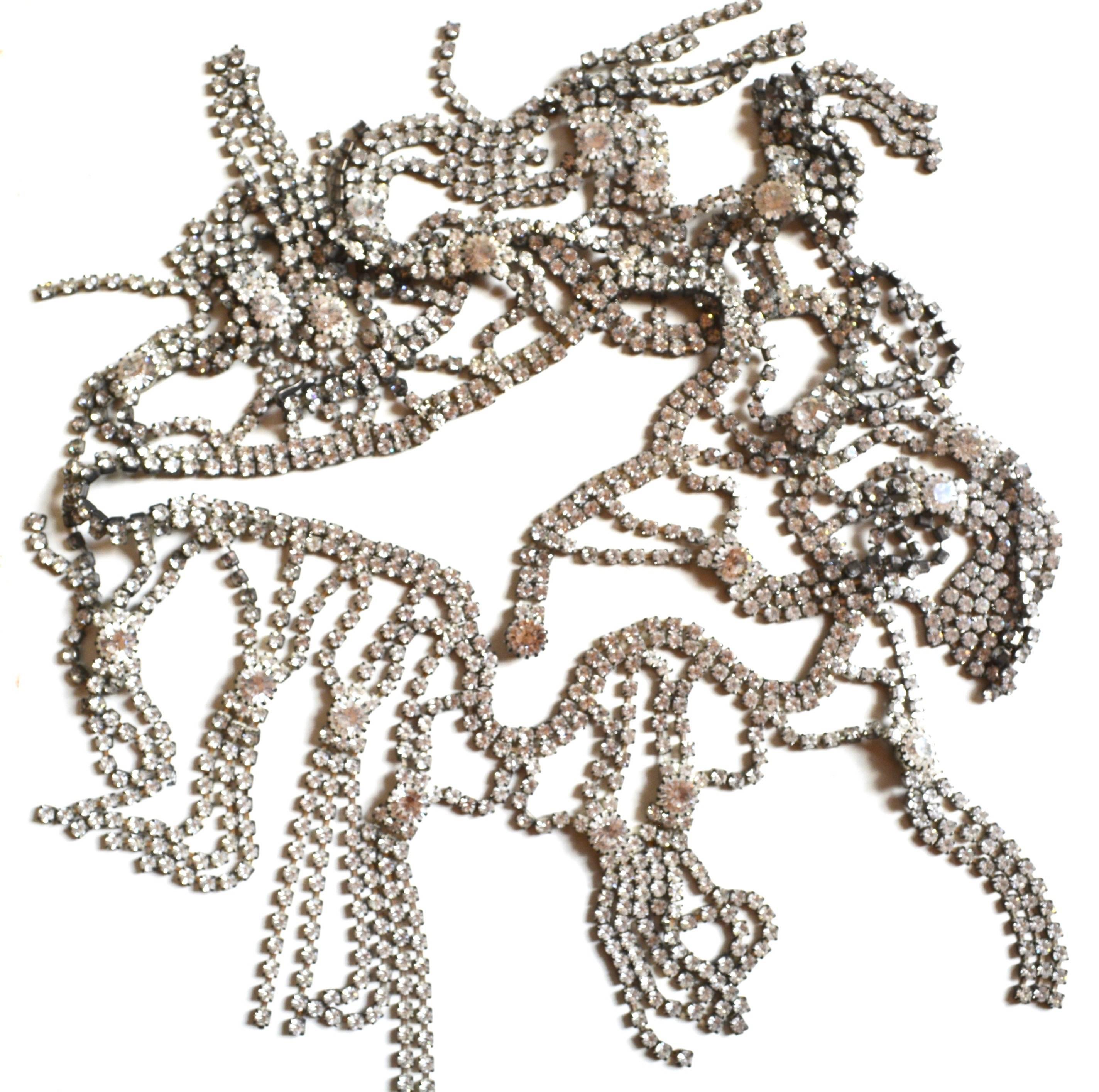 1960s-70s Showgirl Rhinestone Necklace and Belt 2