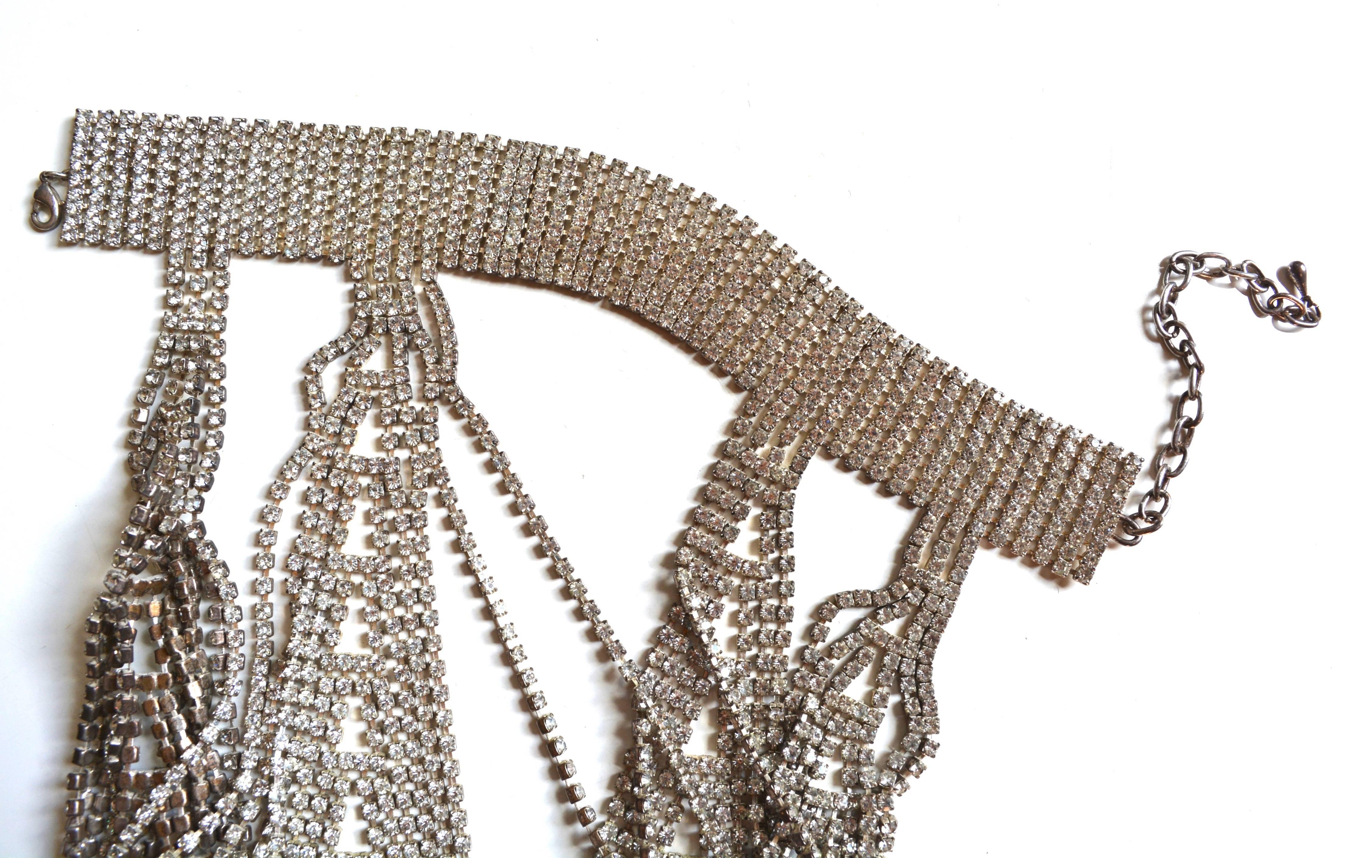 1960s-70s Showgirl Rhinestone Necklace and Belt 4