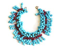 Couture Gripoix Turquoise Bead Necklace, Earrings, and Bracelet