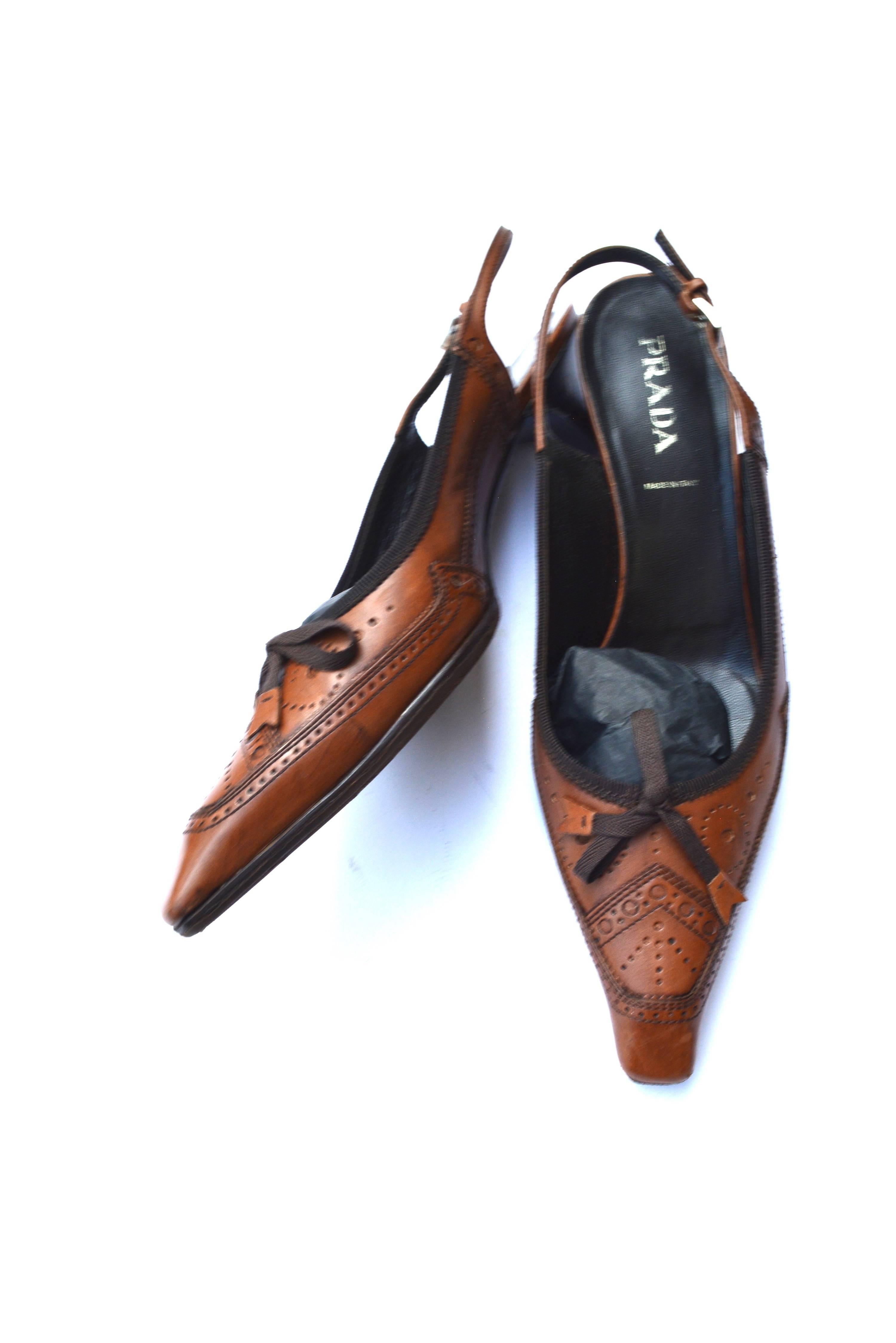 Black Prada Brown Loafer Heel For Sale