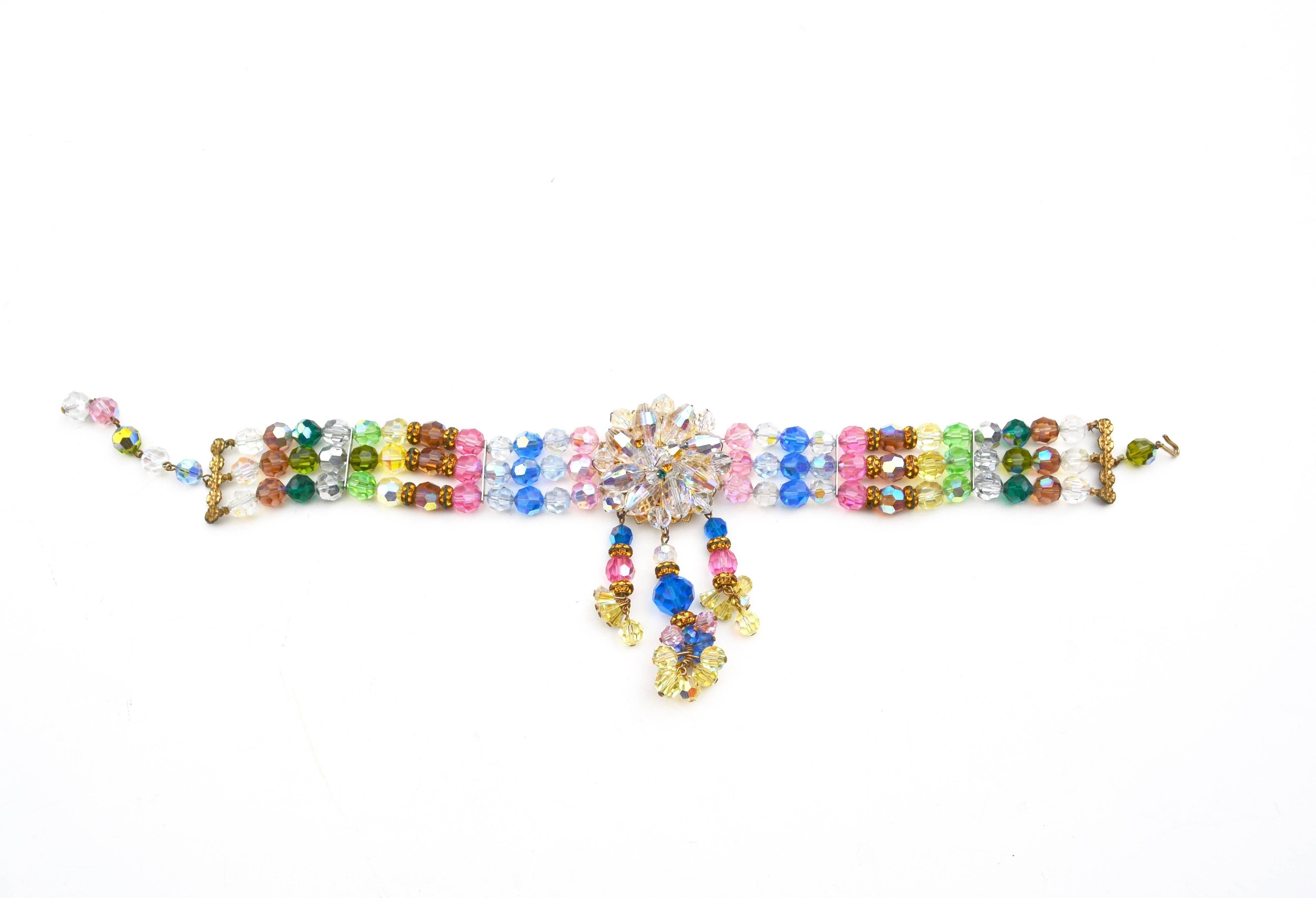 Rainbow Crystal Choker, 1950s  In Good Condition For Sale In Litchfield County, CT