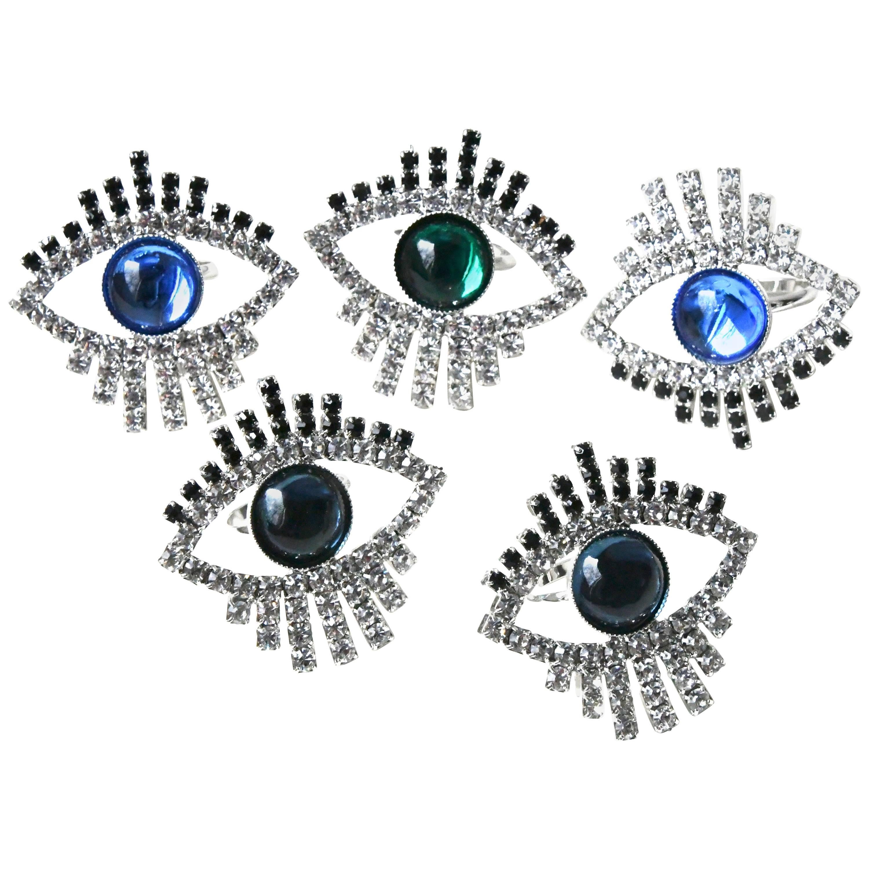 Blue Swarovski Evil Eye Ring  For Sale