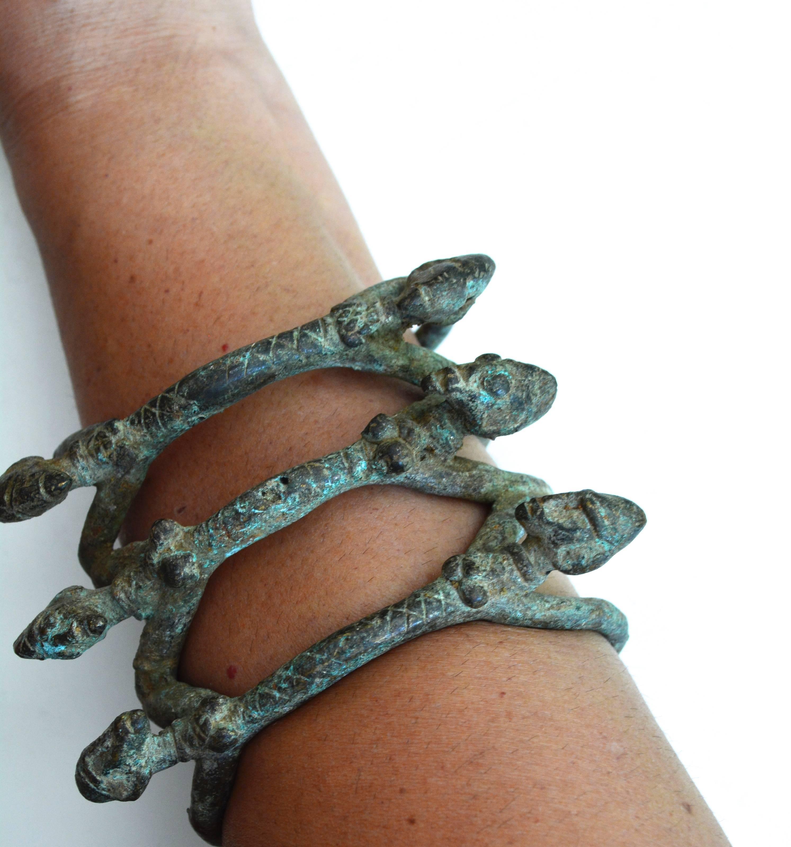 Women's or Men's Mali Dogon Tribe Figural Cuff / 1800s