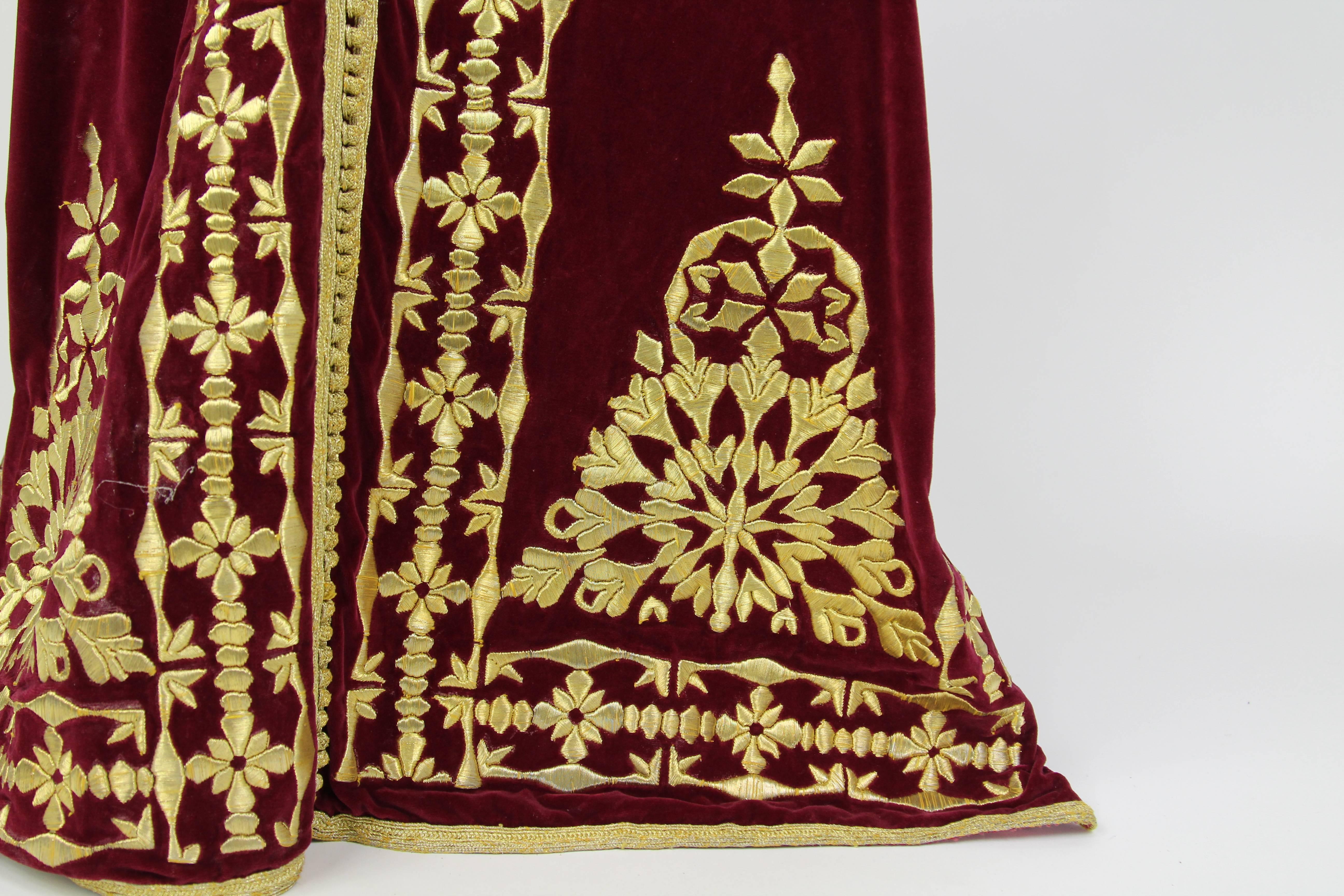 1970s Bordeaux and Gold wedding Caftan from Maghreb 1