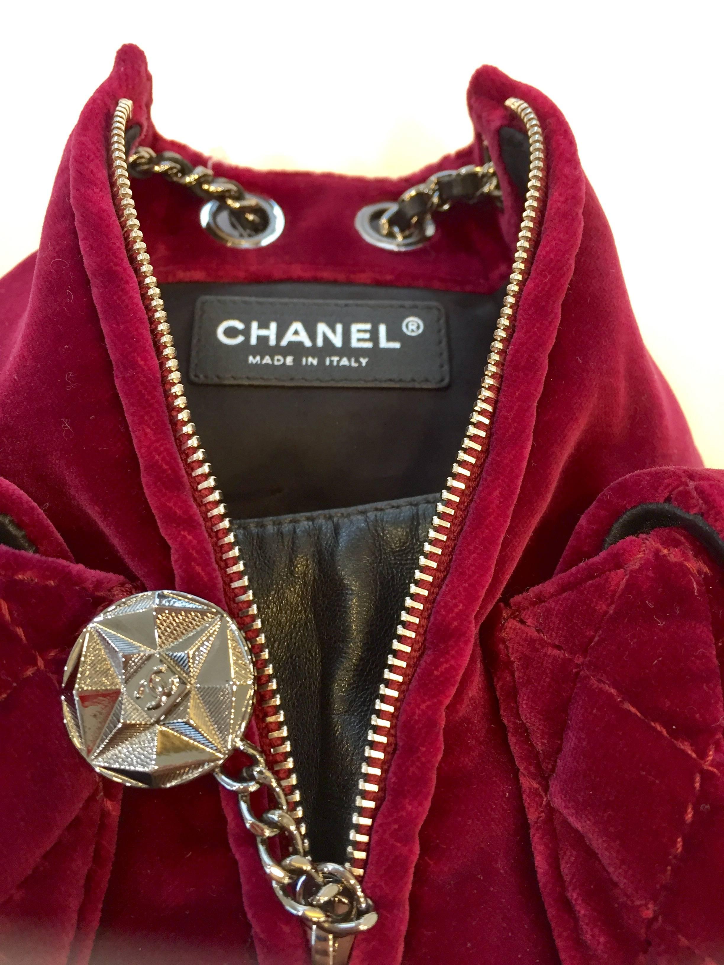 Red Chanel Cherry Velvet Backpack