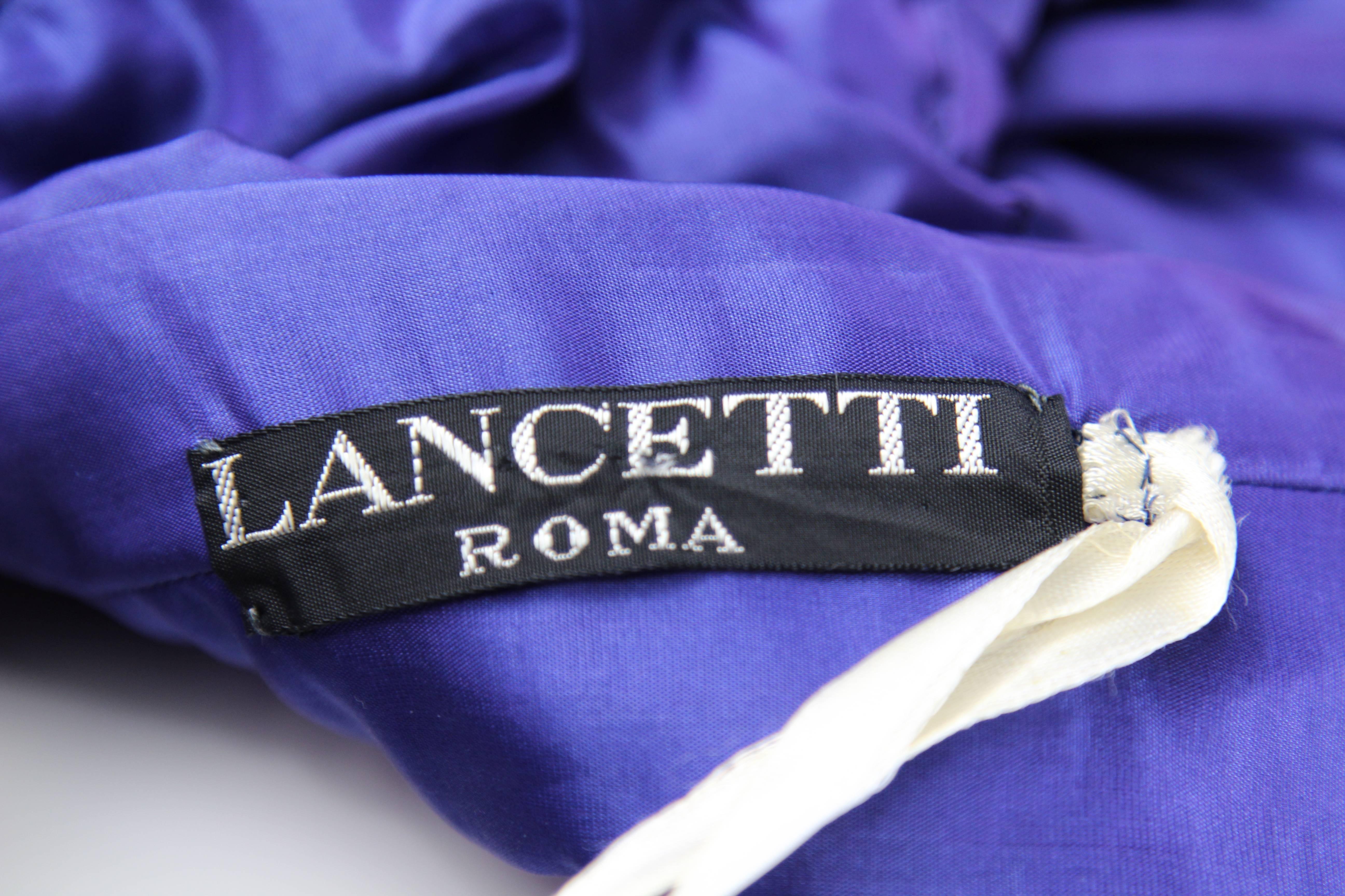 1960s Lancetti Blue Velvet Dress 4
