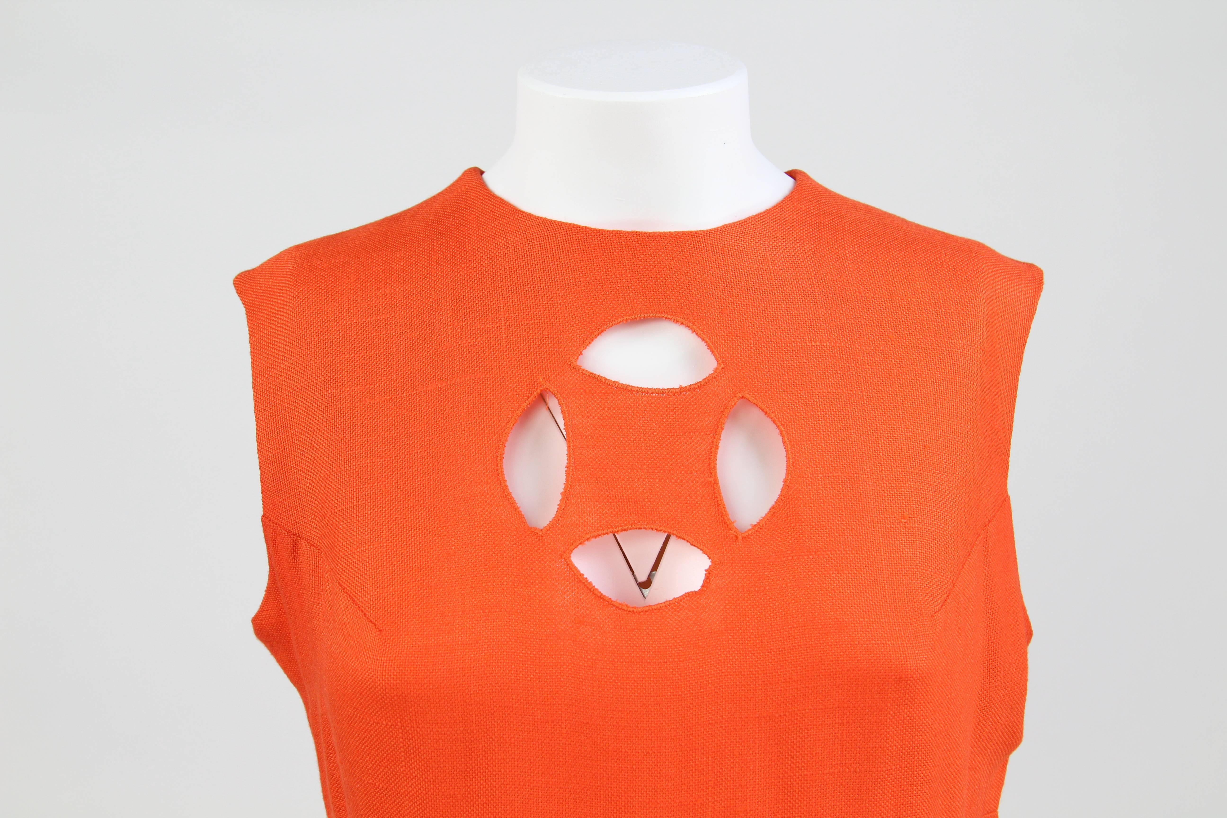Red 1980s Ein Fink Modell Orange Mid - Length Dress