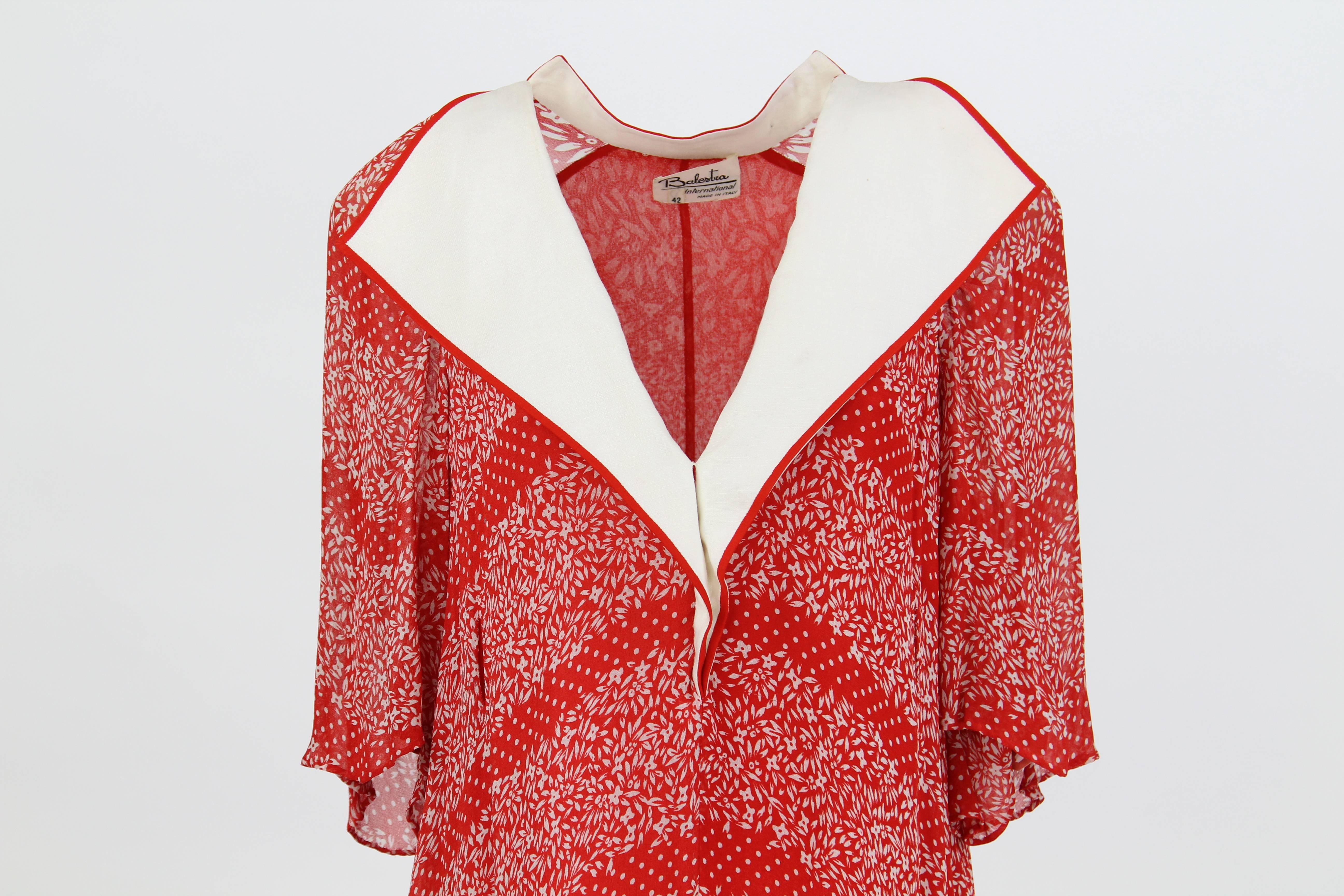 1970S Renato Balestra Red and White Dress In Good Condition In Lugo (RA), IT