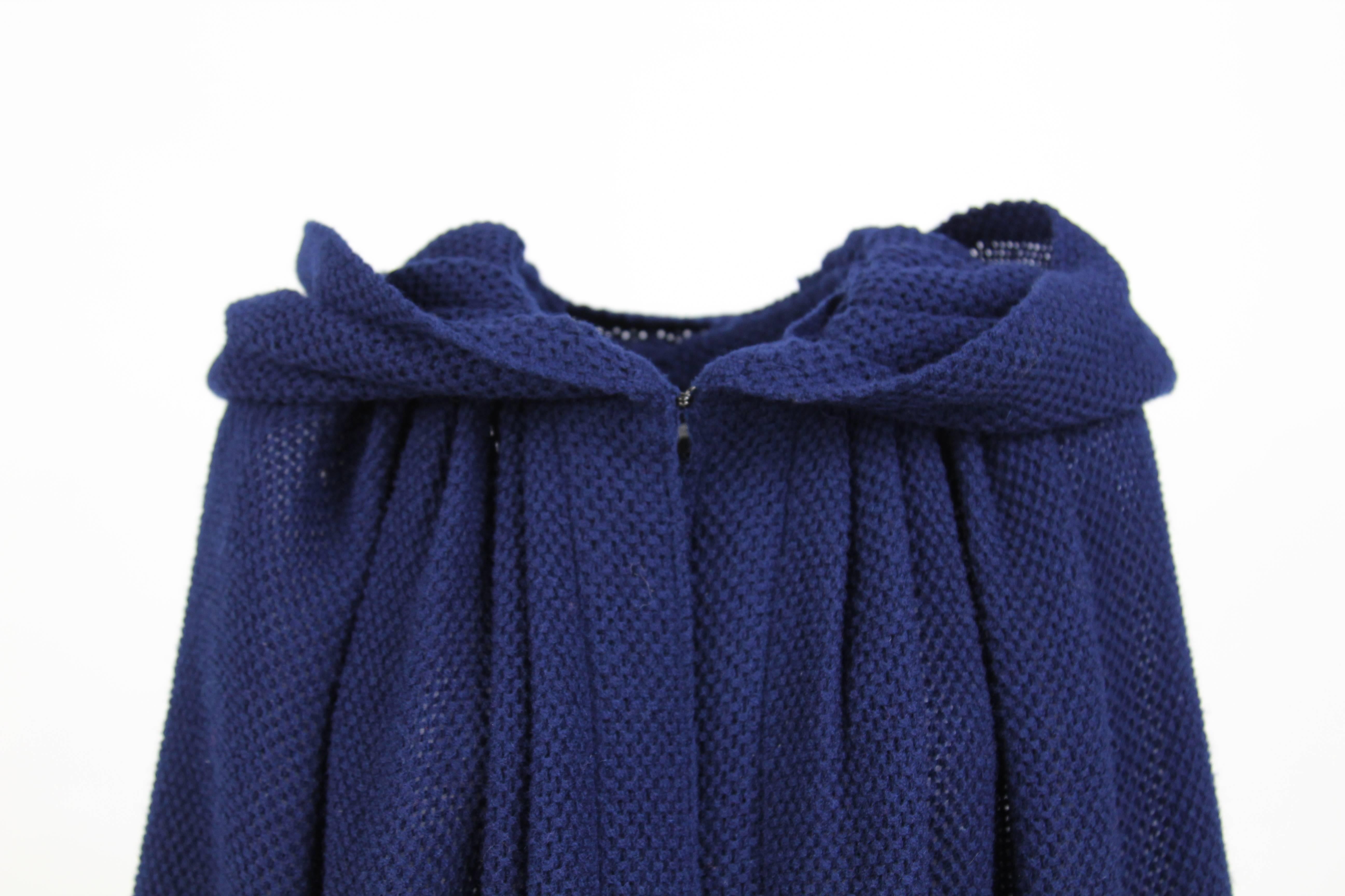 1970S Stop Sénès Blue Wool Cape-and-Skirt Enswmble 1