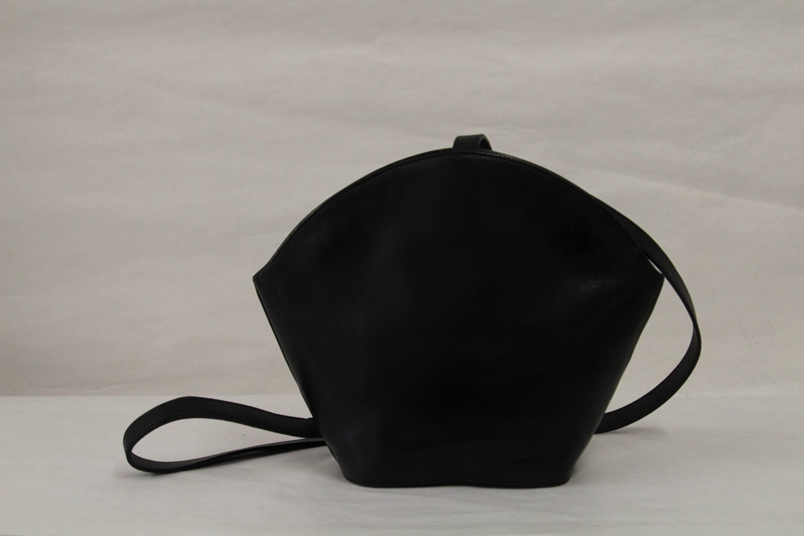 1980s Salvatore Ferragamo Black Leather Shoulderbag at 1stDibs